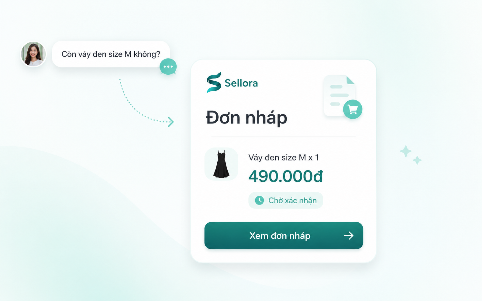 Minh hoạ tạo đơn nháp từ hội thoại