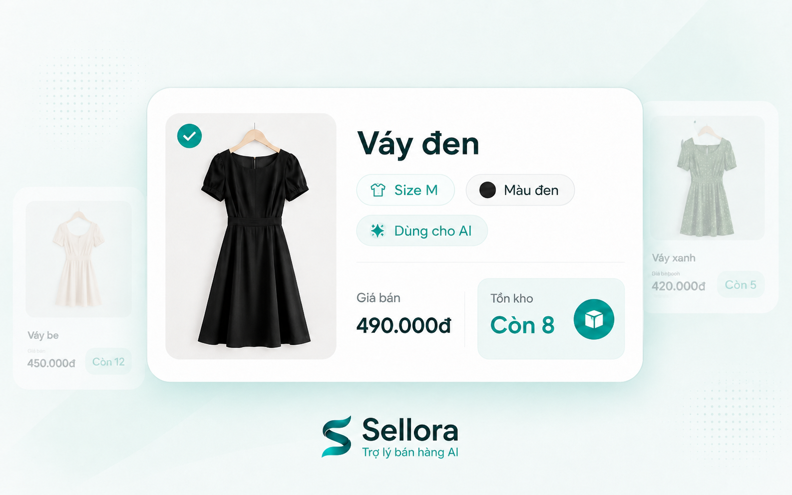 Minh hoạ dữ liệu sản phẩm và tồn kho trong Sellora